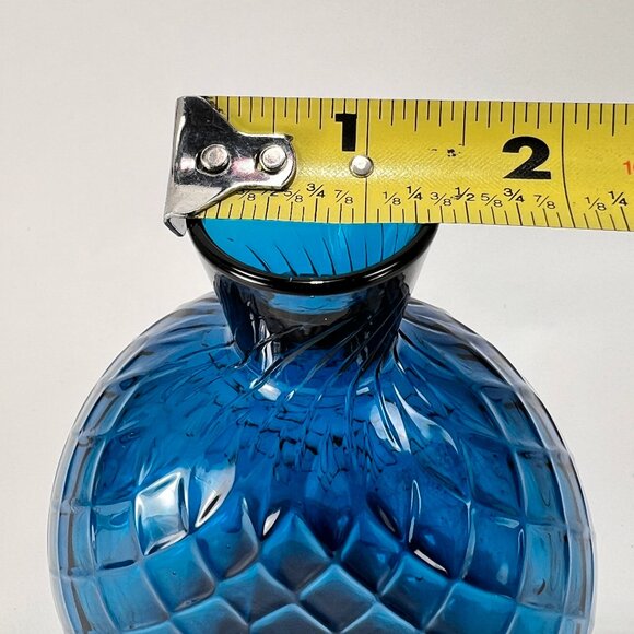Pairpoint Glassworks Diamond Quilted Optic Blue Blown Glass Vase Mt Washington - Picture 15 of 16